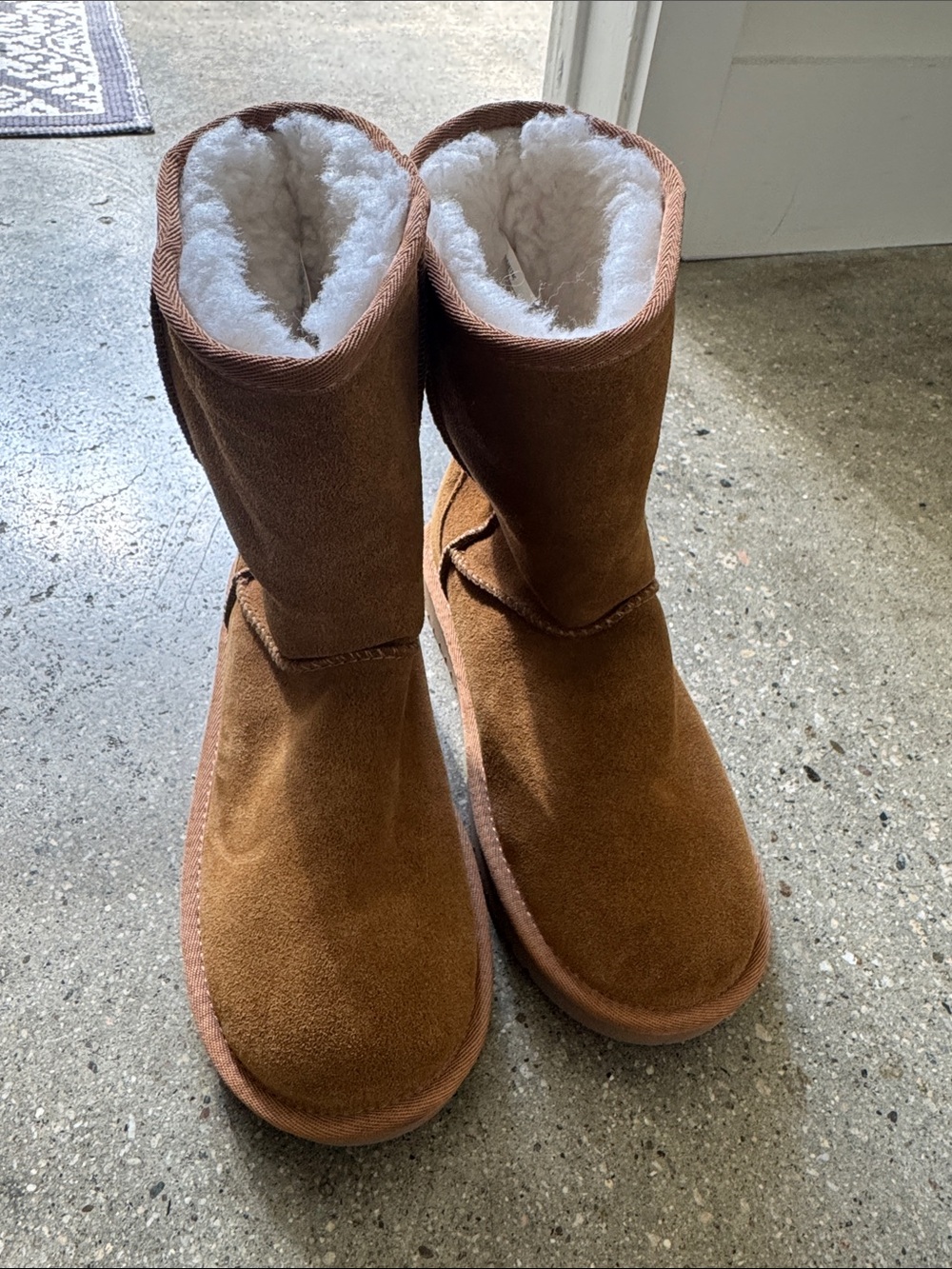 Koolaburra Chestnut Suede Shearling-Lined Mid-Calf Boots